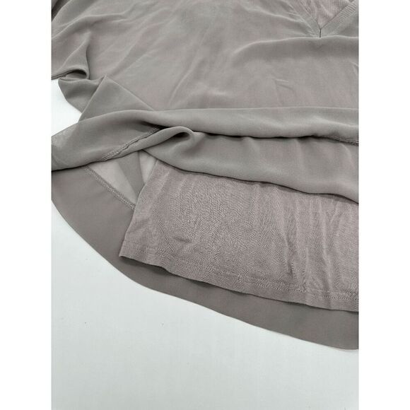 Women’s Top V Neck 3/4 Sleeves Semi Sheer Lined Sz M Gray - Picture 11 of 12
